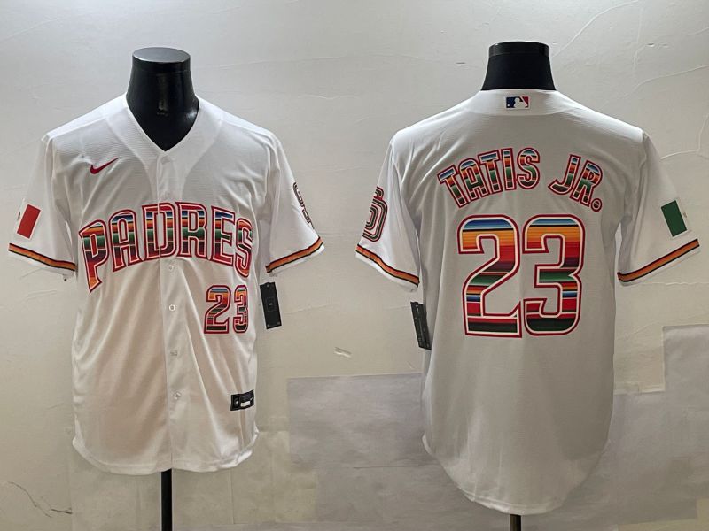 Men San Diego Padres 23 Tatis jr White Fashion Game 2025 Nike MLB Jersey style 1